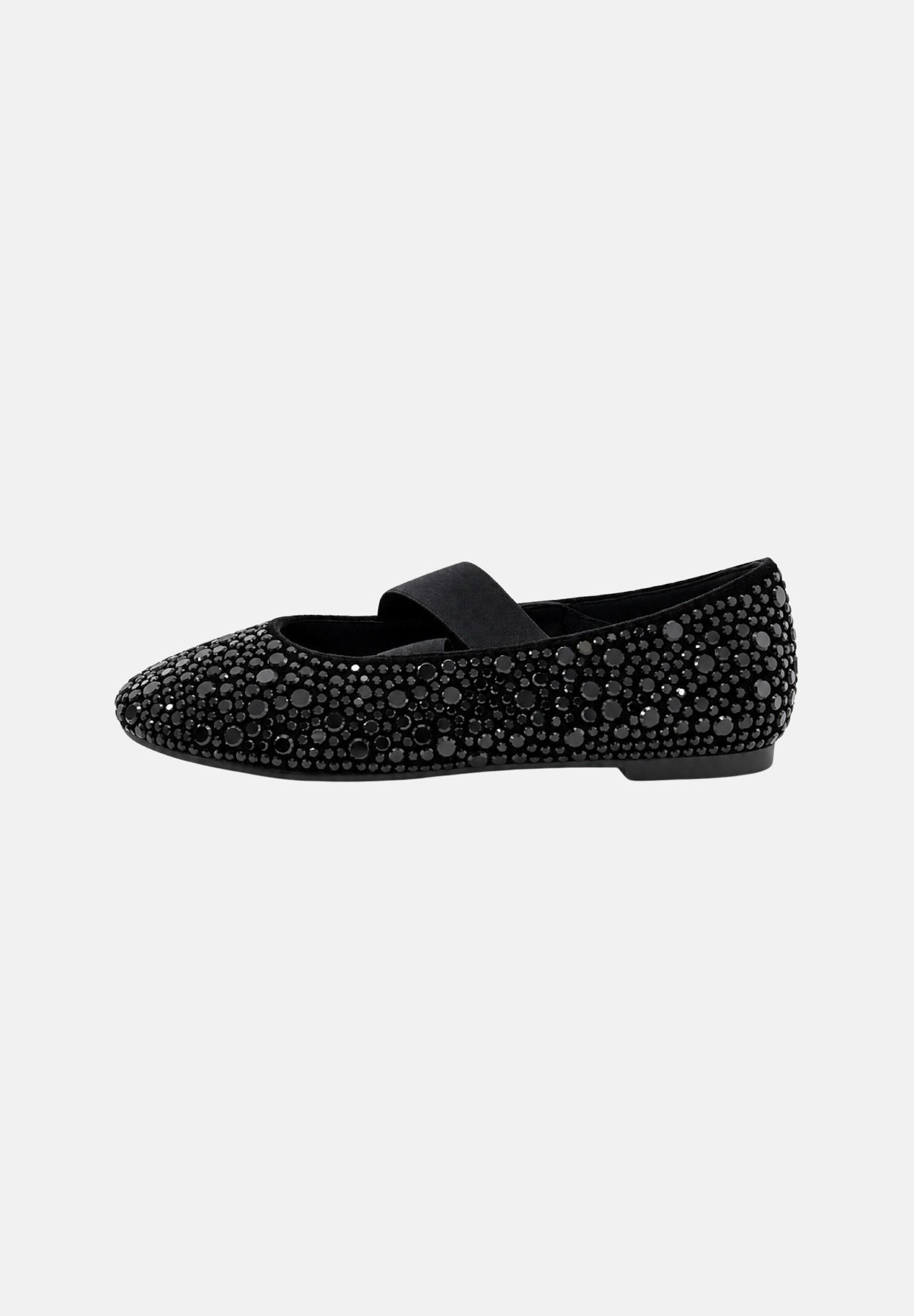 TWENTY FOURHAITCH Ballerine nere per donna con luminoso rivestimento di strass e delicato cinturino elastico decorativo. S0230NER62A . TWENTY FOURHAITCH 