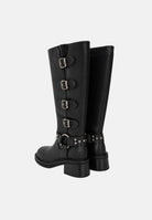 TWENTY FOURHAITCH Anfibi neri per donna con cinturini e fibbie metalliche laterali. S0154NER62A . TWENTY FOURHAITCH 