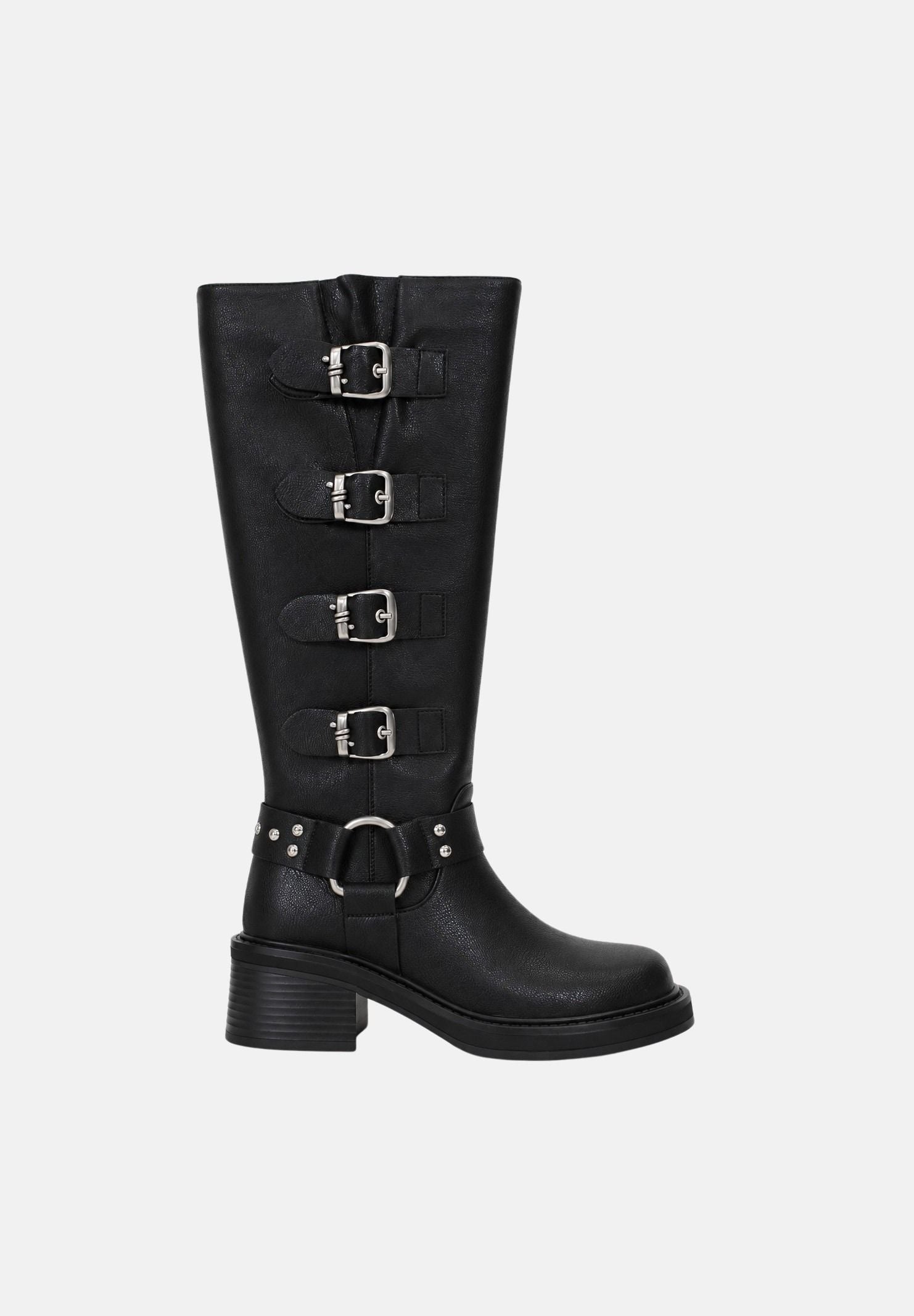 TWENTY FOURHAITCH Anfibi neri per donna con cinturini e fibbie metalliche laterali. S0154NER62A . TWENTY FOURHAITCH 