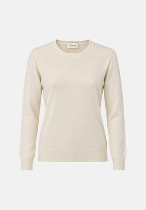 VICOLO Maglia girocollo PULL GIROCOLLO Naturale bianco panna da donna, in morbida maglia misto viscosa, con maniche lunghe, collo, polsini e fondo rifiniti a costine. 2AC2055 A02 VICOLO 
