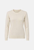 VICOLO Maglia PULL GIROCOLLO Naturale bianco da donna,  con girocollo, maniche lunghe e finiture a costine.<BR/> 2AC2055 A02 VICOLO 