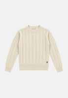 VICOLO Maglione girocollo naturale-panna da donna con mini logo laterale e lavorazione a trecce<BR/> 2AC2068 A02 VICOLO 