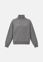 VICOLO Maglione collo alto grigio melangé da donna con mini logo laterale 2AC2070 A193 VICOLO 
