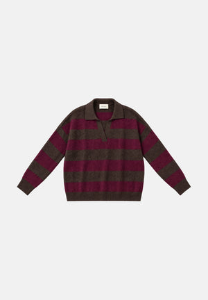VICOLO Polo in lana a righe moro e bordeaux da donna 2AC2076 ACFMOBO VICOLO 