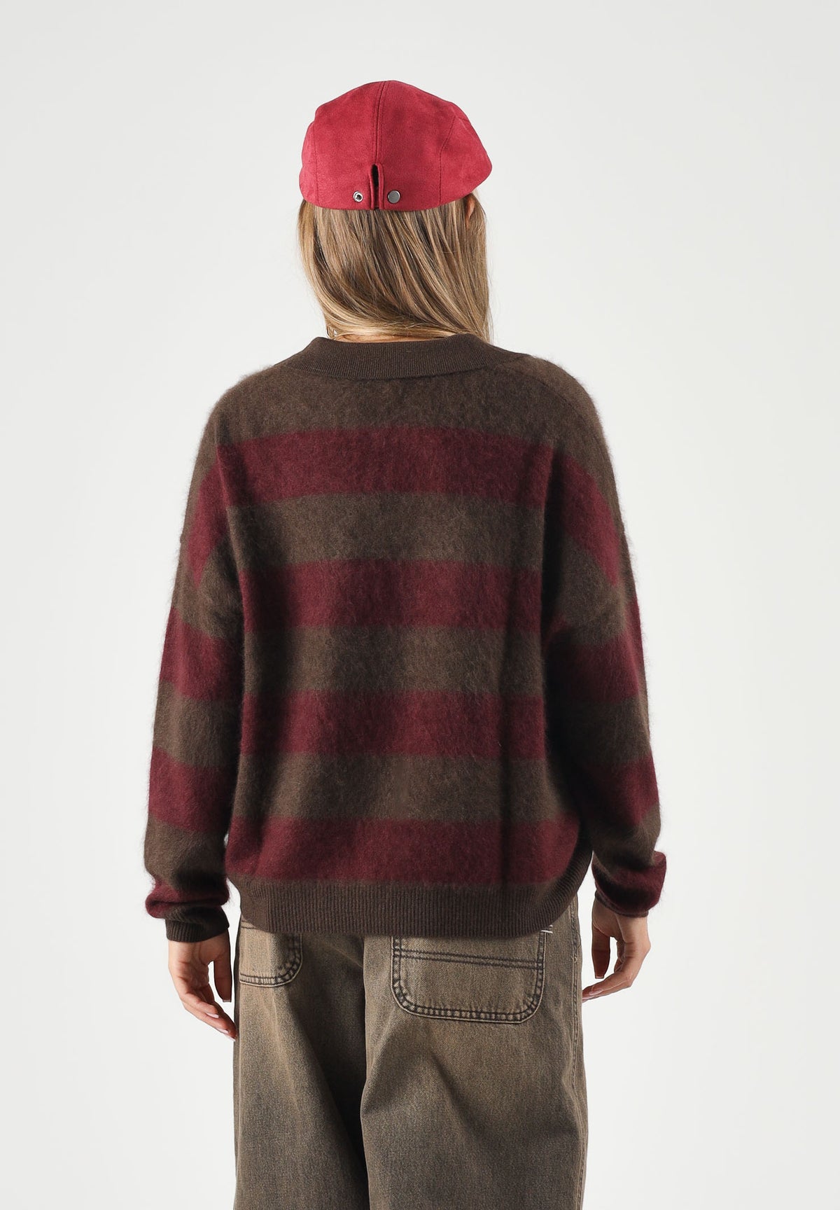 VICOLO Polo in lana a righe moro e bordeaux da donna 2AC2076 ACFMOBO VICOLO 