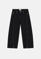 VICOLO Jeans NAYA  nero per donna con gamba ampia e zip apribili al fondo. DAC5014 ADENE VICOLO 