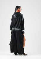 VICOLO Jeans NAYA  nero per donna con gamba ampia e zip apribili al fondo. DAC5014 ADENE VICOLO 