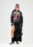 VICOLO Jeans NAYA  nero per donna con gamba ampia e zip apribili al fondo. DAC5014 ADENE VICOLO 