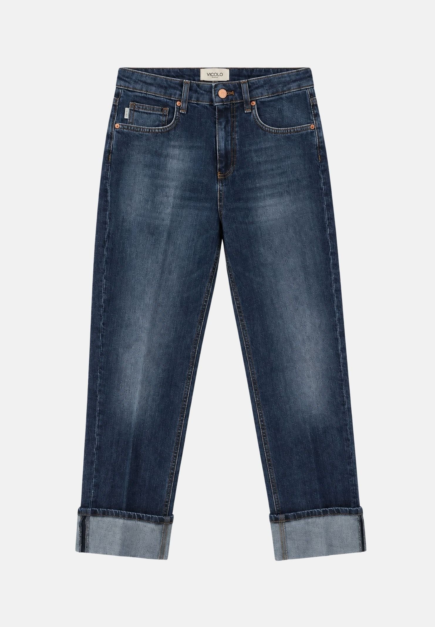 VICOLO Jeans MAGGIE blu per donna con vita alta e risvolto sul fondo. DAC5034 ADEBL VICOLO 
