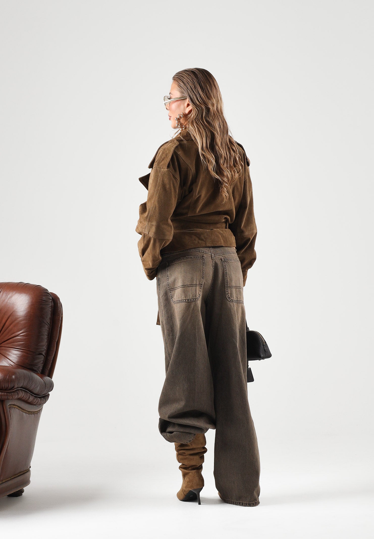 VICOLO Jeans CHERYL denim lavaggio marrone con schiariture da donna DAC5037 ADENE VICOLO 