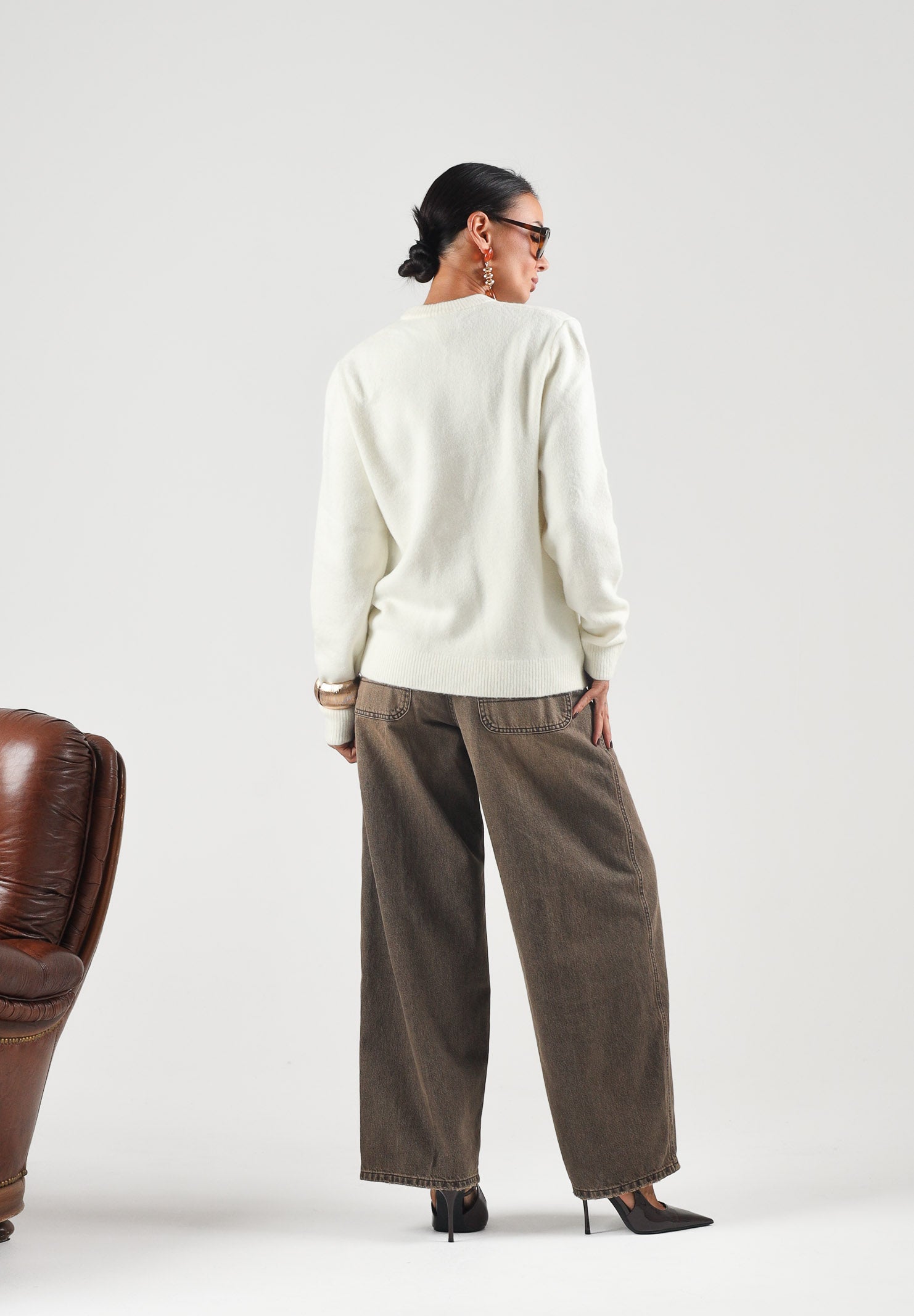 VICOLO Jeans CHERYL denim lavaggio marrone con schiariture da donna DAC5037 ADENE VICOLO 