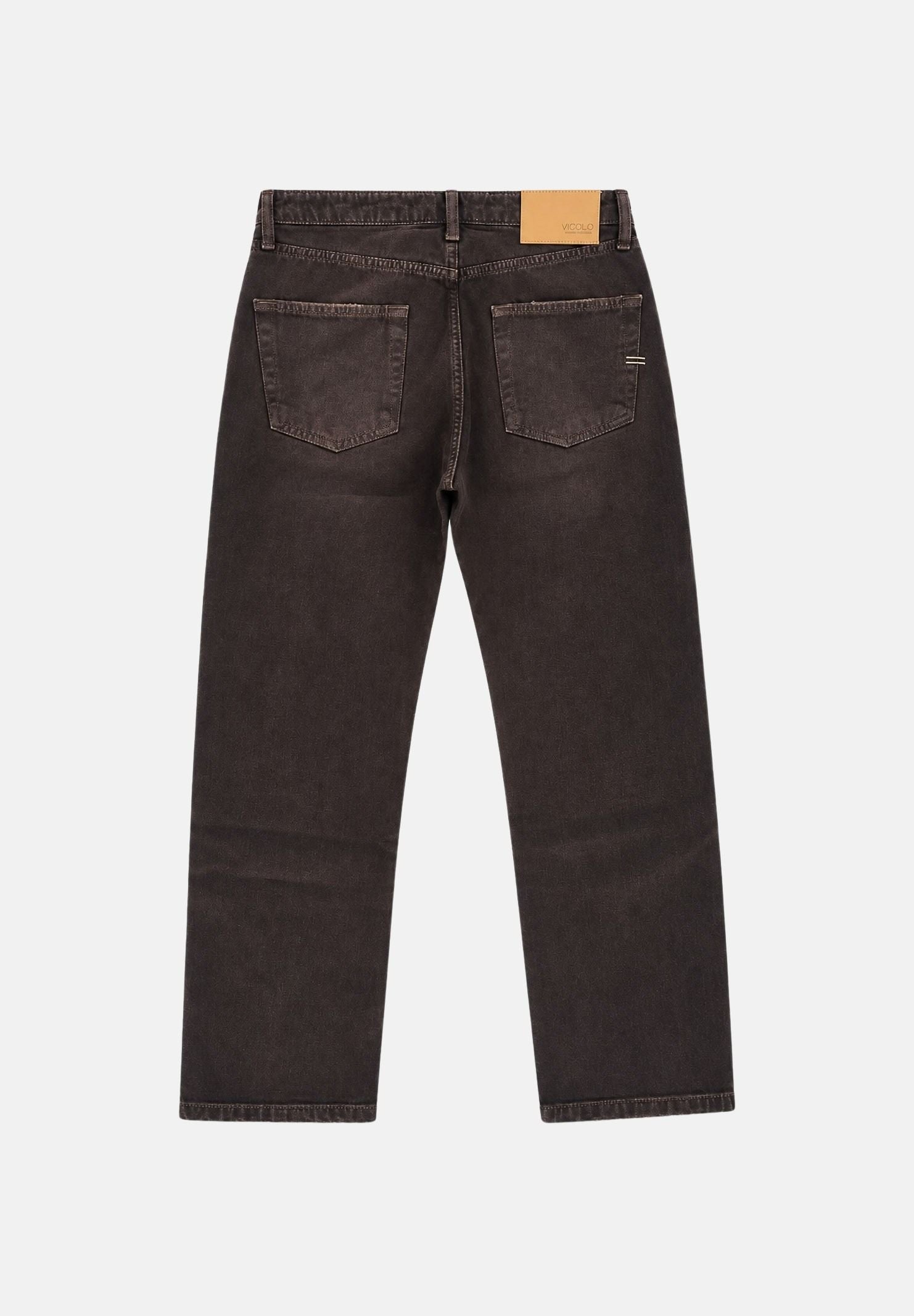 VICOLO Jeans ZOE fondente- marrone per donna con bottoni gioiello e linea regular. DAC5106 ACU69 VICOLO 