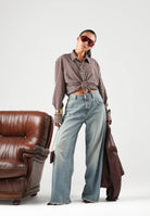 VICOLO Jeans MIA azzurro per donna con gamba ampia e lavaggio vintage. DAC5126 ADEVI VICOLO 