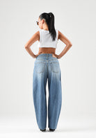 VICOLO Jeans DELIA  blu per donna con linea a ovetto e cucitura sulla gamba. DAC5127 ADEBL VICOLO 