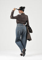 VICOLO Camicia manica lunga marrone da donna con cravatta e spilla  coordinate RAC0015 ACU69 VICOLO 