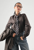 VICOLO Camicia manica lunga marrone da donna con cravatta e spilla  coordinate RAC0015 ACU69 VICOLO 