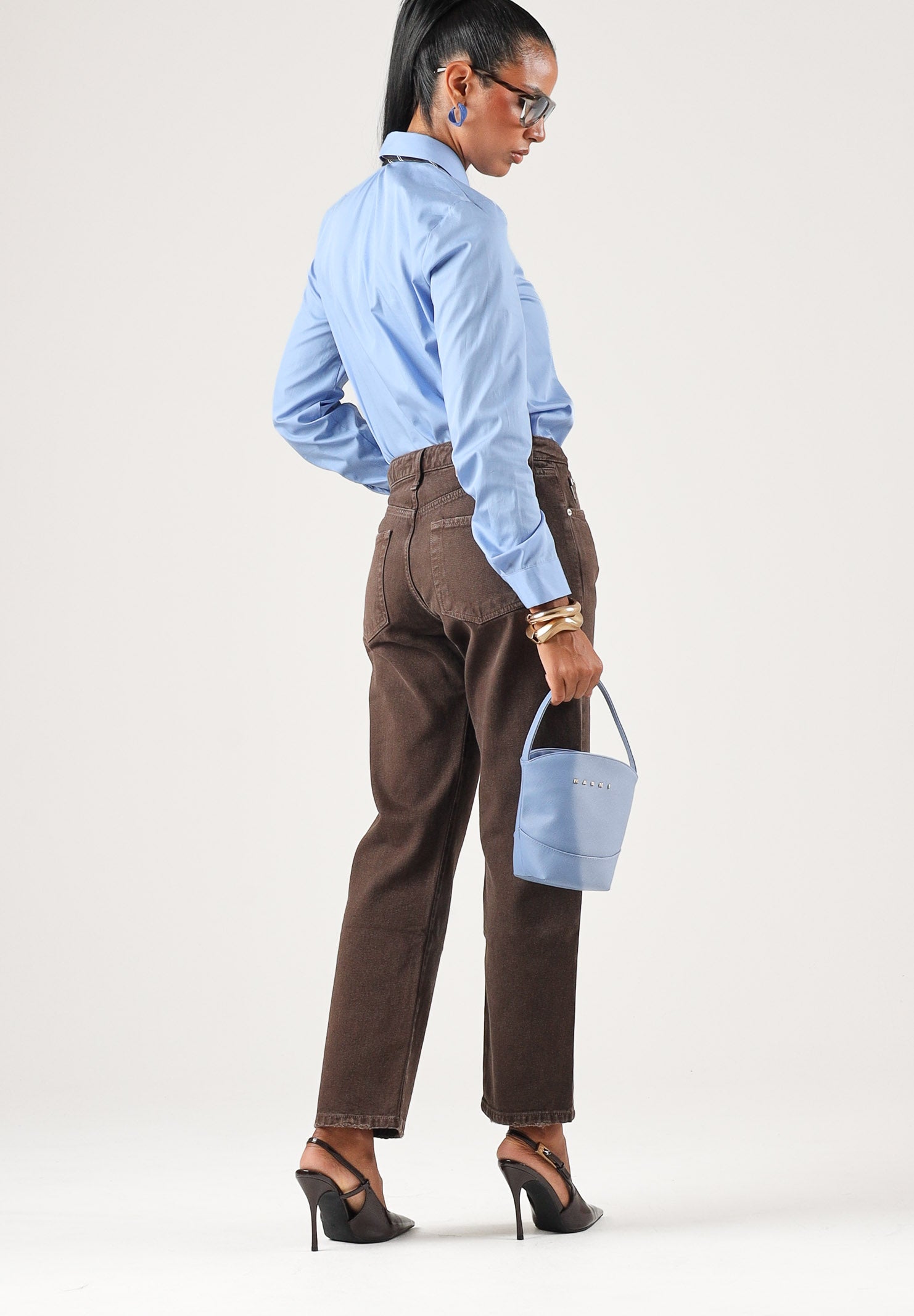 VICOLO Camicia manica lunga azzurra da donna con cravatta e spilla  coordinate RAC0015 ACU82 VICOLO 