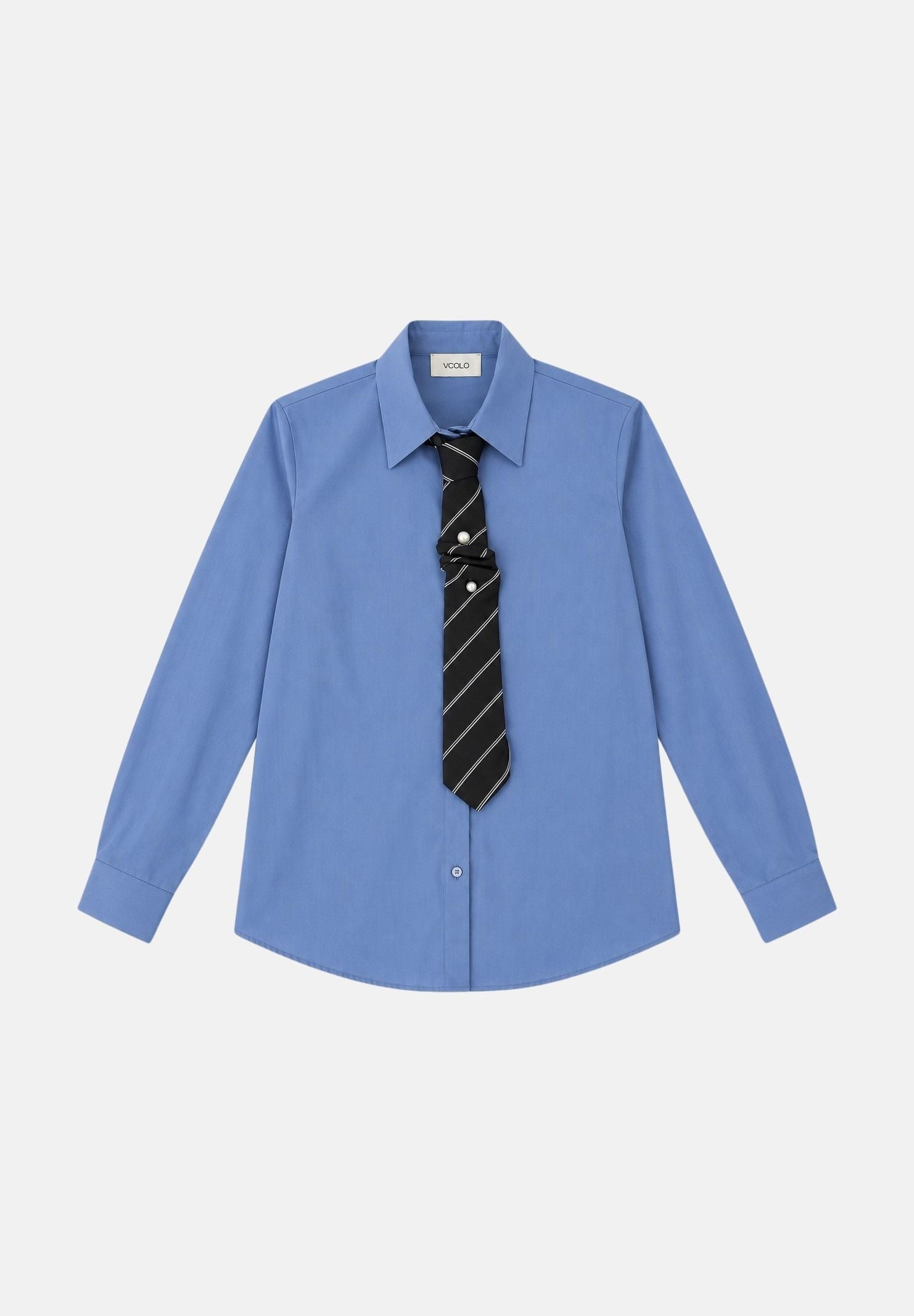 VICOLO Camicia manica lunga azzurra da donna con cravatta e spilla  coordinate RAC0015 ACU82 VICOLO 