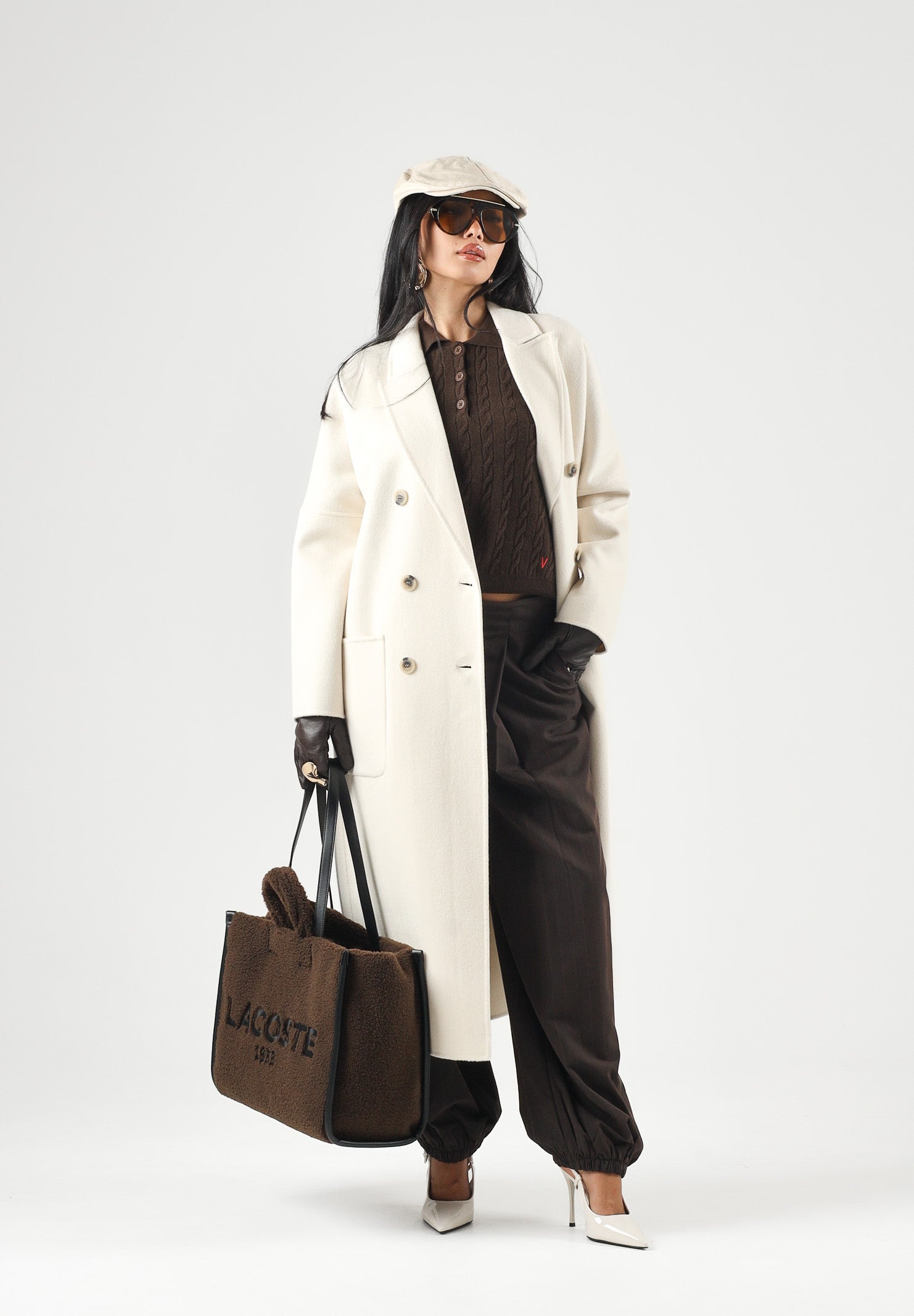 VICOLO Cappotto doppiopetto in misto lana beige chiaro da donna TAC0001 ACU08 VICOLO 