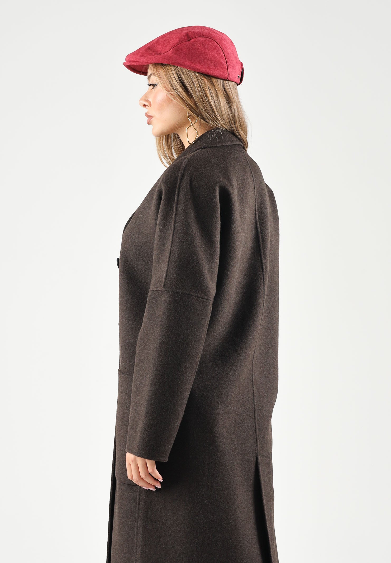 VICOLO Cappotto doppiopetto OUTDOOR  in misto lana marrone fondente da donna TAC0001 ACU69 VICOLO 