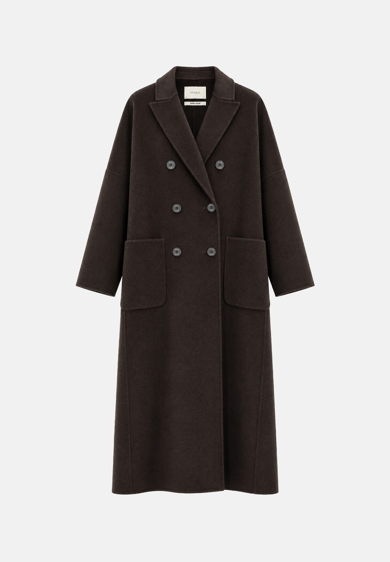 VICOLO Cappotto doppiopetto in misto lana marrone fondente da donna TAC0001 ACU69 VICOLO 