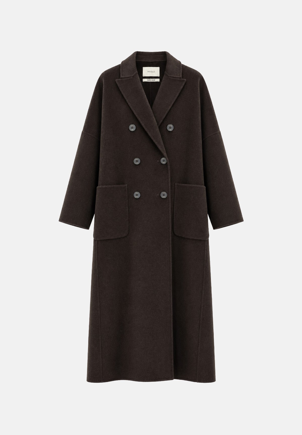 VICOLO Cappotto doppiopetto in misto lana marrone fondente da donna TAC0001 ACU69 VICOLO 
