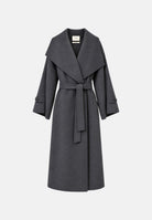 VICOLO Cappotto lungo HAND MADE CON FUSCIACCA Grigio Medio Mélange grigio antracite da donna, con ampio collo a scialle, maniche lunghe, cintura coordinata da annodare in vita e linea morbida e avvolgente. TAC0020 A193 VICOLO 