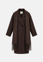 VICOLO Cappotto doppiopetto in misto lana marrone-fondente scuro con sciarpa TAC0022 ACU69 VICOLO 