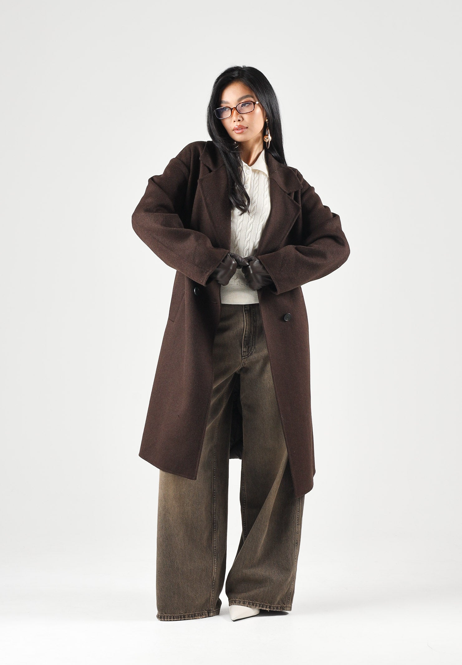 VICOLO Cappotto lungo fondente marrone scuro da donna con cappuccio imbottito TAC0090 ACU69 VICOLO 