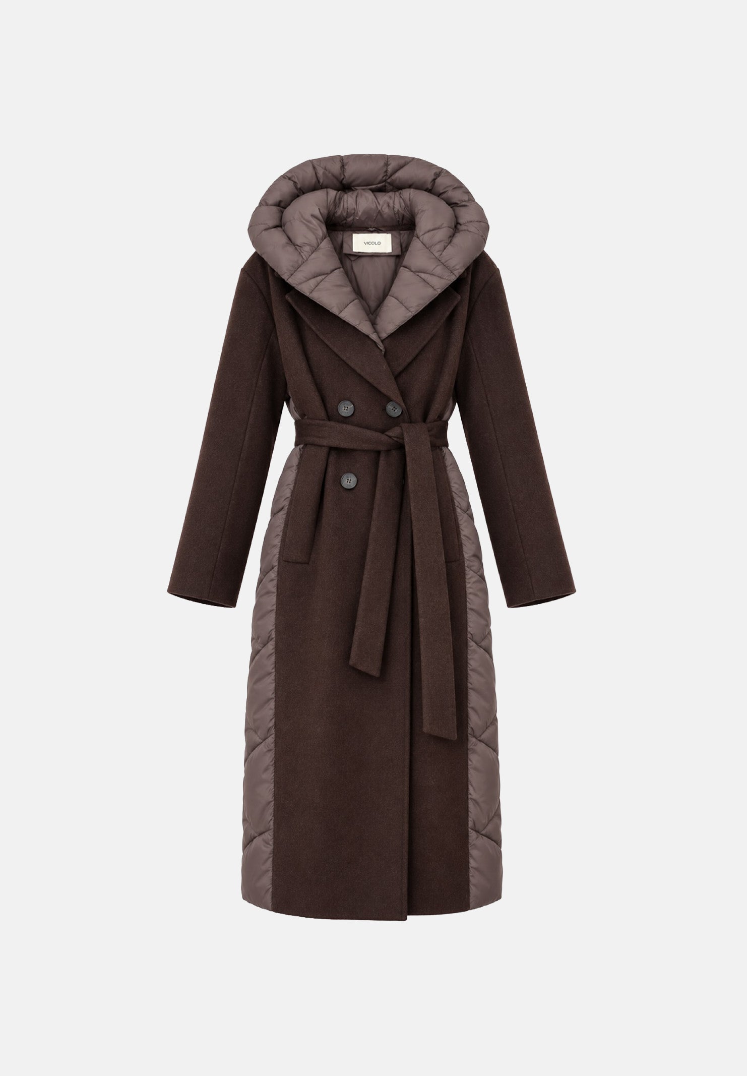 VICOLO Cappotto lungo fondente marrone scuro da donna con cappuccio imbottito TAC0090 ACU69 VICOLO 