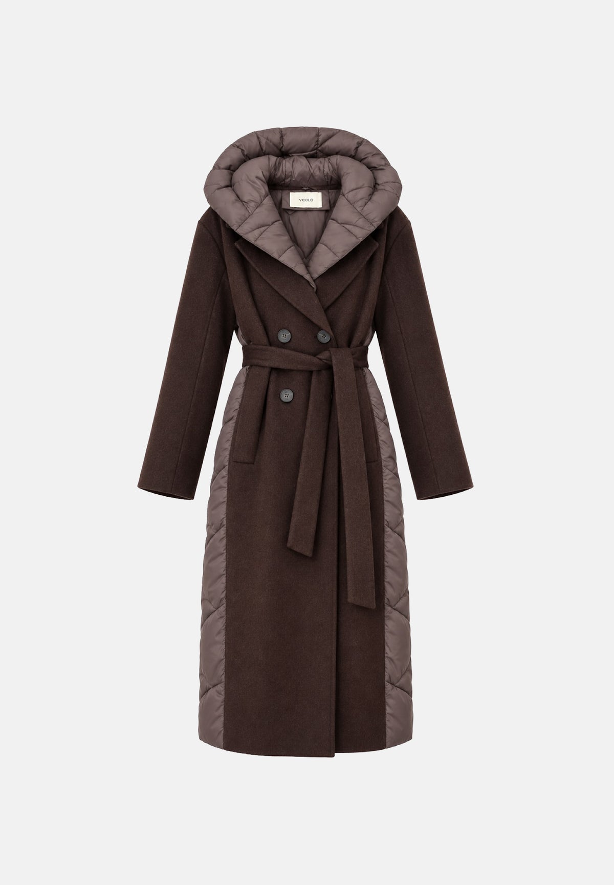 VICOLO Cappotto lungo fondente marrone scuro da donna con cappuccio imbottito TAC0090 ACU69 VICOLO 
