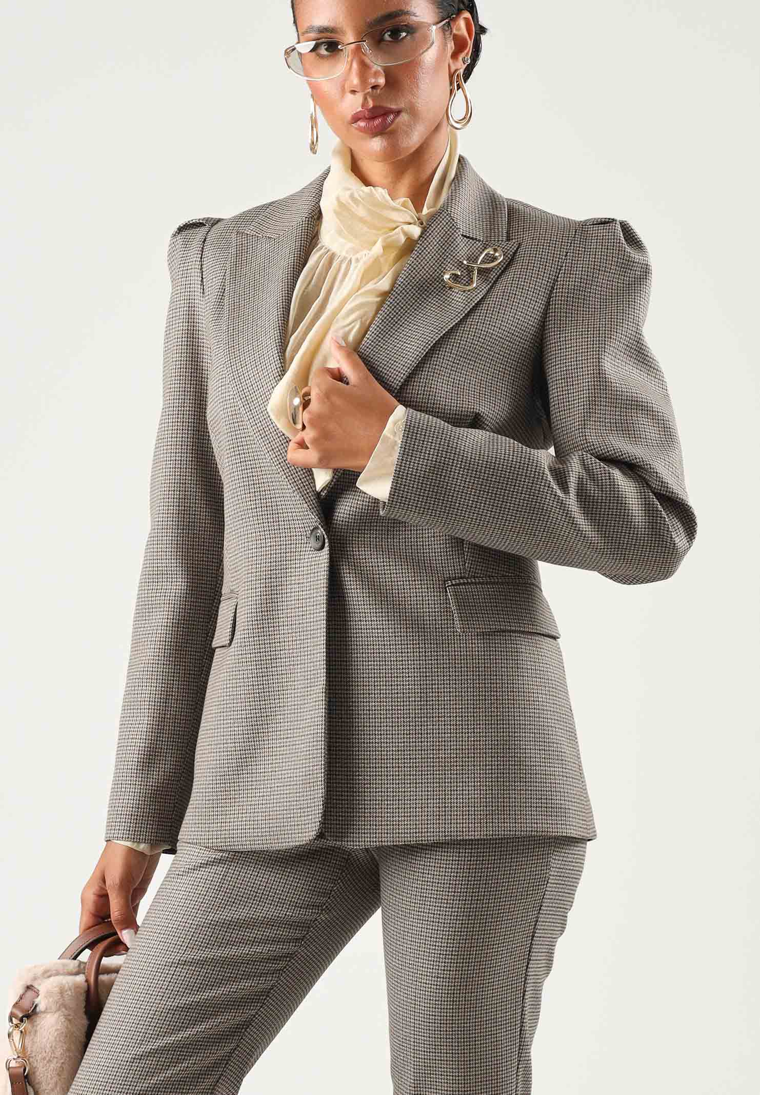 VICOLO Giacca-blazer IN TWEED marrone-beige da donna TAC0168 ACFBLU VICOLO 
