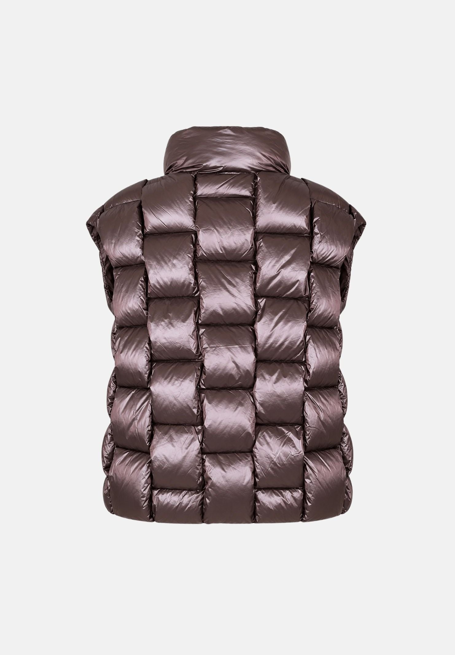VICOLO Smanicato trapuntato Fondente marrone scuro da donna, imbottito in piuma, con collo alto, zip frontale e tasche laterali.<BR/> TAC0229 ACU69 VICOLO 