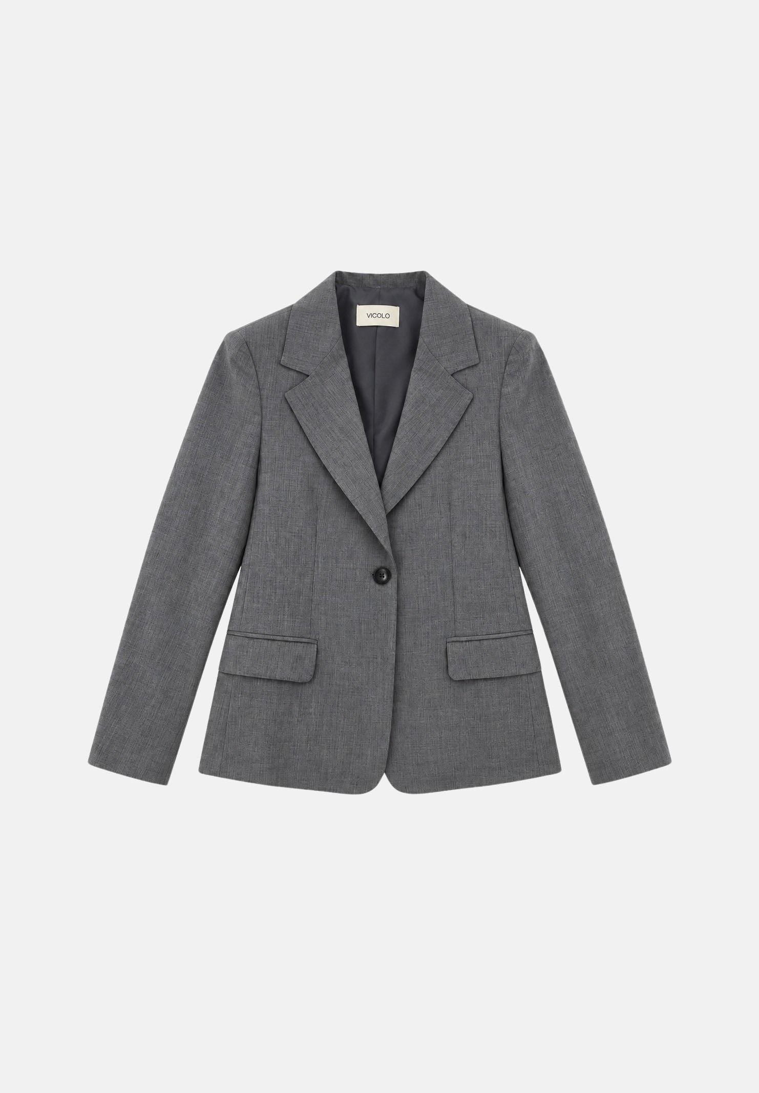 VICOLO Giacca monopetto grigia per donna con revers classici, bottone ricoperto e tasche con patta. TAC0318 A193 VICOLO 