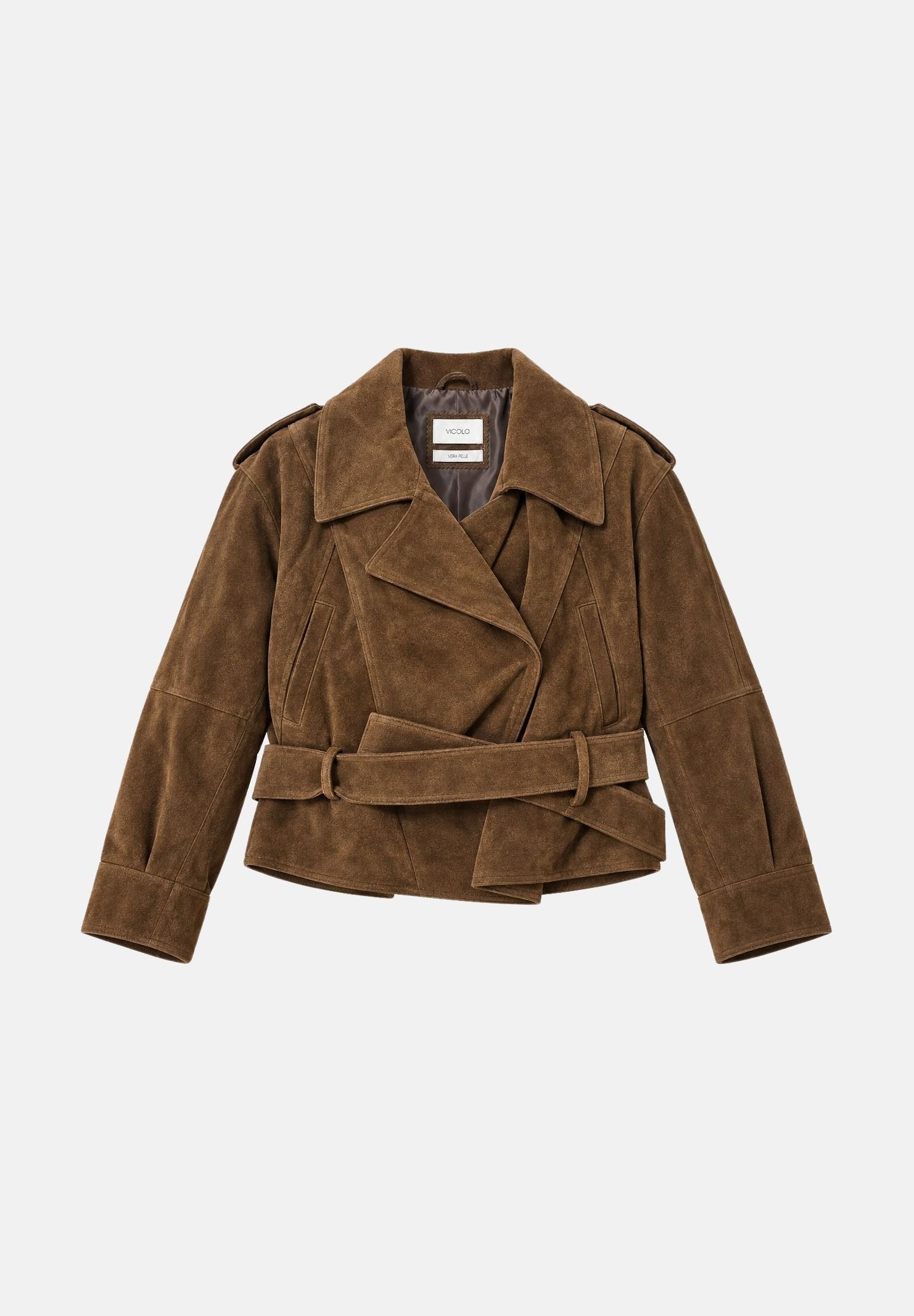 VICOLO Giacca in camoscio taupe-tortora da donna con cinturino abbinato TAC0345 ACU141 VICOLO 