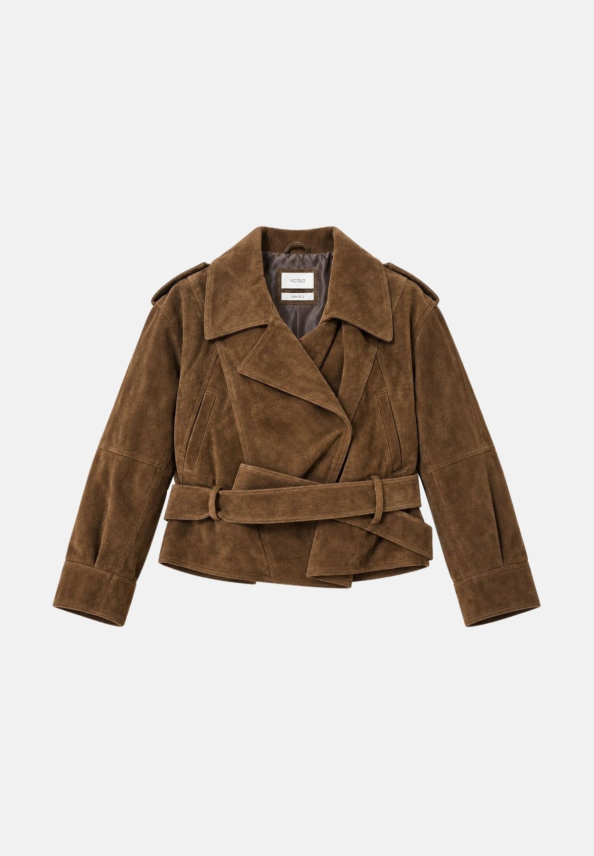 VICOLO Giacca in camoscio taupe-tortora da donna con cinturino abbinato TAC0345 ACU141 VICOLO 