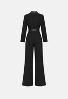 VICOLO Tuta elegante nera per donna con revers a lancia in raso e cintura removibile coordinata. TAC0401 A99 VICOLO 