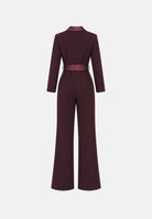 VICOLO Tuta elegante bordeaux per donna con revers a lancia in raso e cintura removibile coordinata. TAC0401 ACU38 VICOLO 