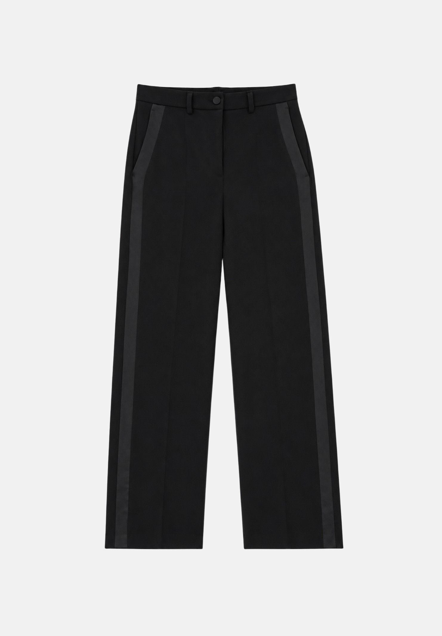 VICOLO Pantaloni neri per donna con gamba ampia e piega satoriale frontale TAC0403 A99 VICOLO 
