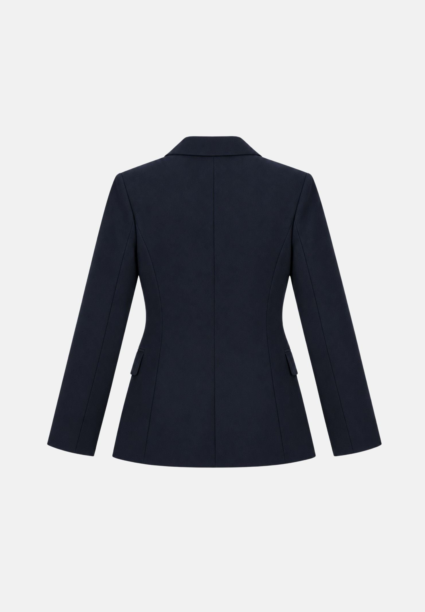 VICOLO Giacca monopetto in raso blu per donna con chiusura a un bottone e tasche con patta a contrasto. TAC0406 A89 VICOLO 