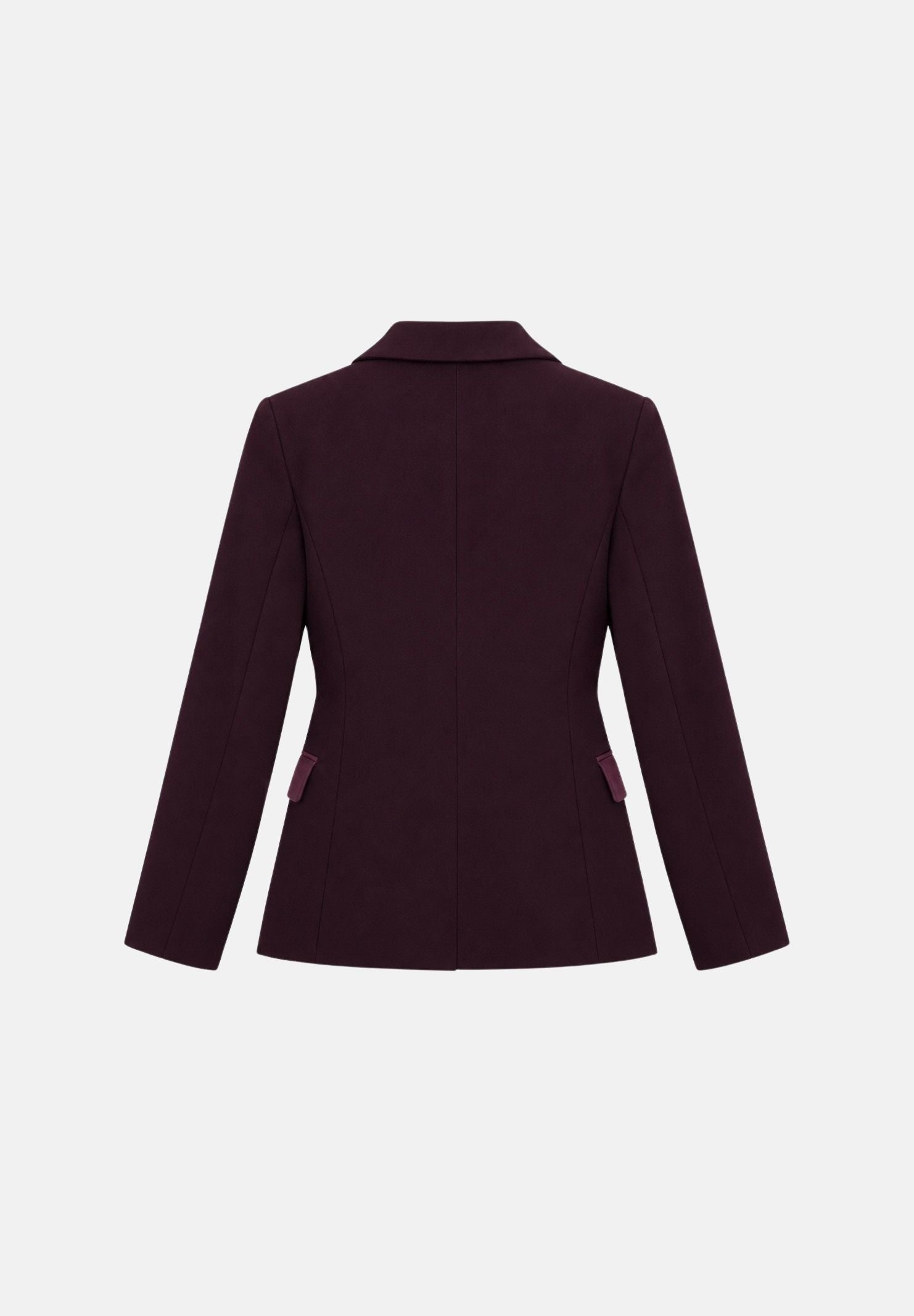 VICOLO Giacca monopetto in raso bordeaux per donna con chiusura a un bottone e tasche con patta a contrasto. TAC0406 ACU38 VICOLO 