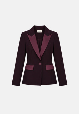 VICOLO Giacca monopetto in raso bordeaux per donna con chiusura a un bottone e tasche con patta a contrasto. TAC0406 ACU38 VICOLO 