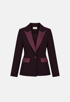 VICOLO Giacca monopetto in raso bordeaux per donna con chiusura a un bottone e tasche con patta a contrasto. TAC0406 ACU38 VICOLO 