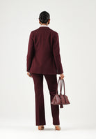VICOLO Pantaloni flare bordeaux per donna con vita alta e fondo svasato. TAC0407 ACU38 VICOLO 