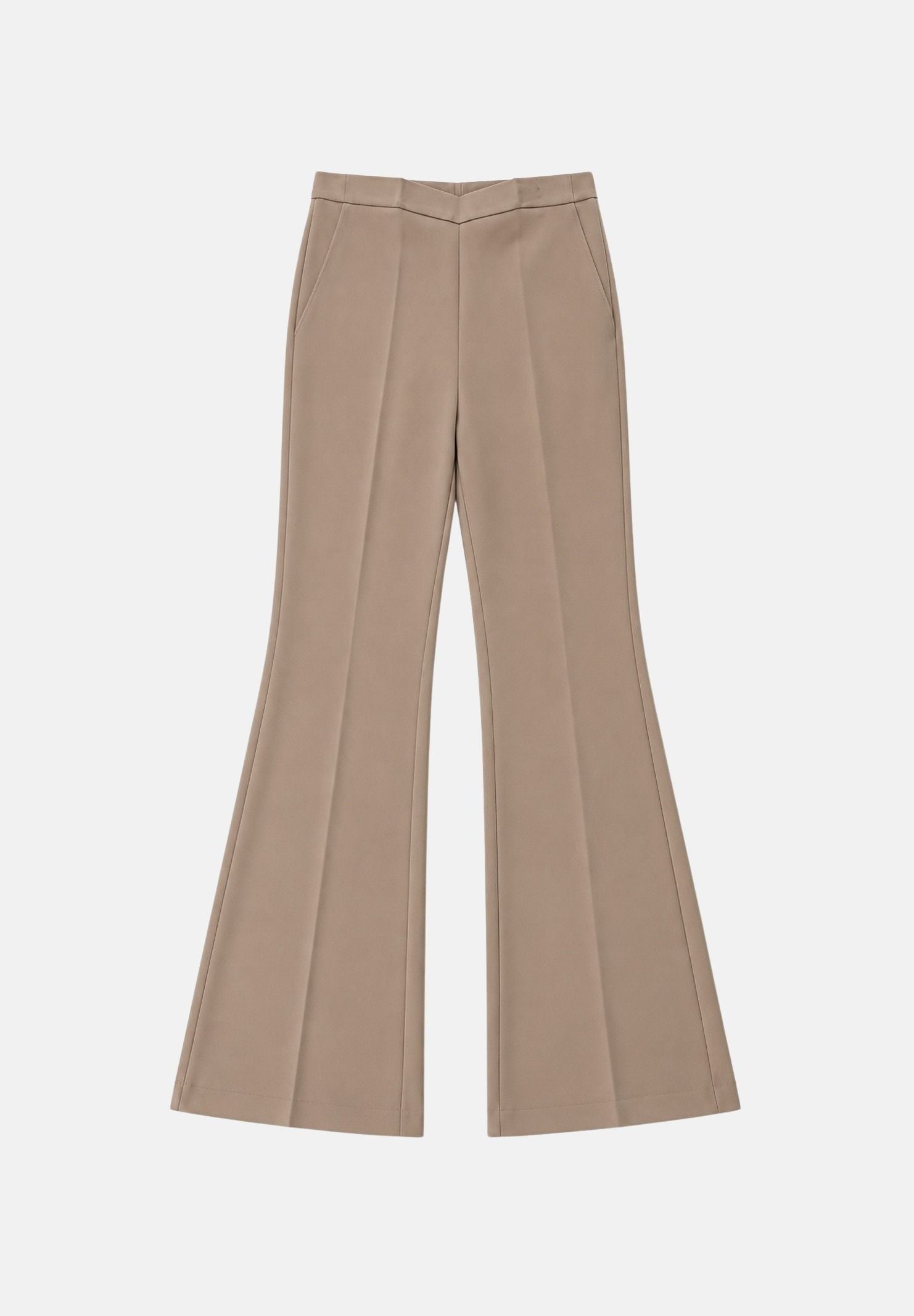 VICOLO Pantaloni flare rosa cipria per donna con vita alta e fondo svasato. TAC0407 ACU40 VICOLO 