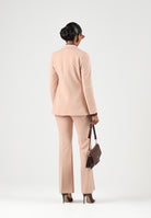 VICOLO Pantaloni flare rosa cipria per donna con vita alta e fondo svasato. TAC0407 ACU40 VICOLO 