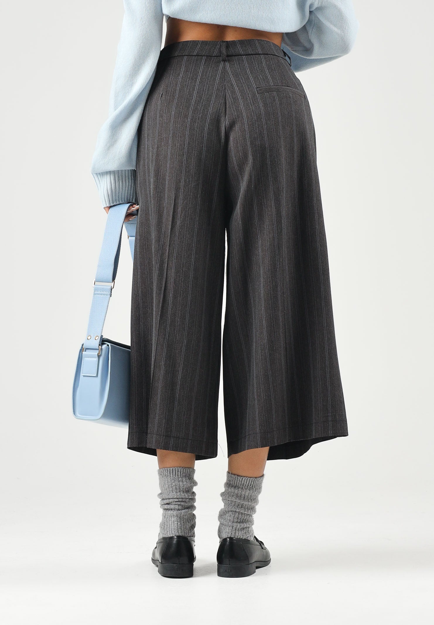 VICOLO Pantaloni palazzo gessati grigio antracite da donna TAC0413 ACFANT VICOLO 