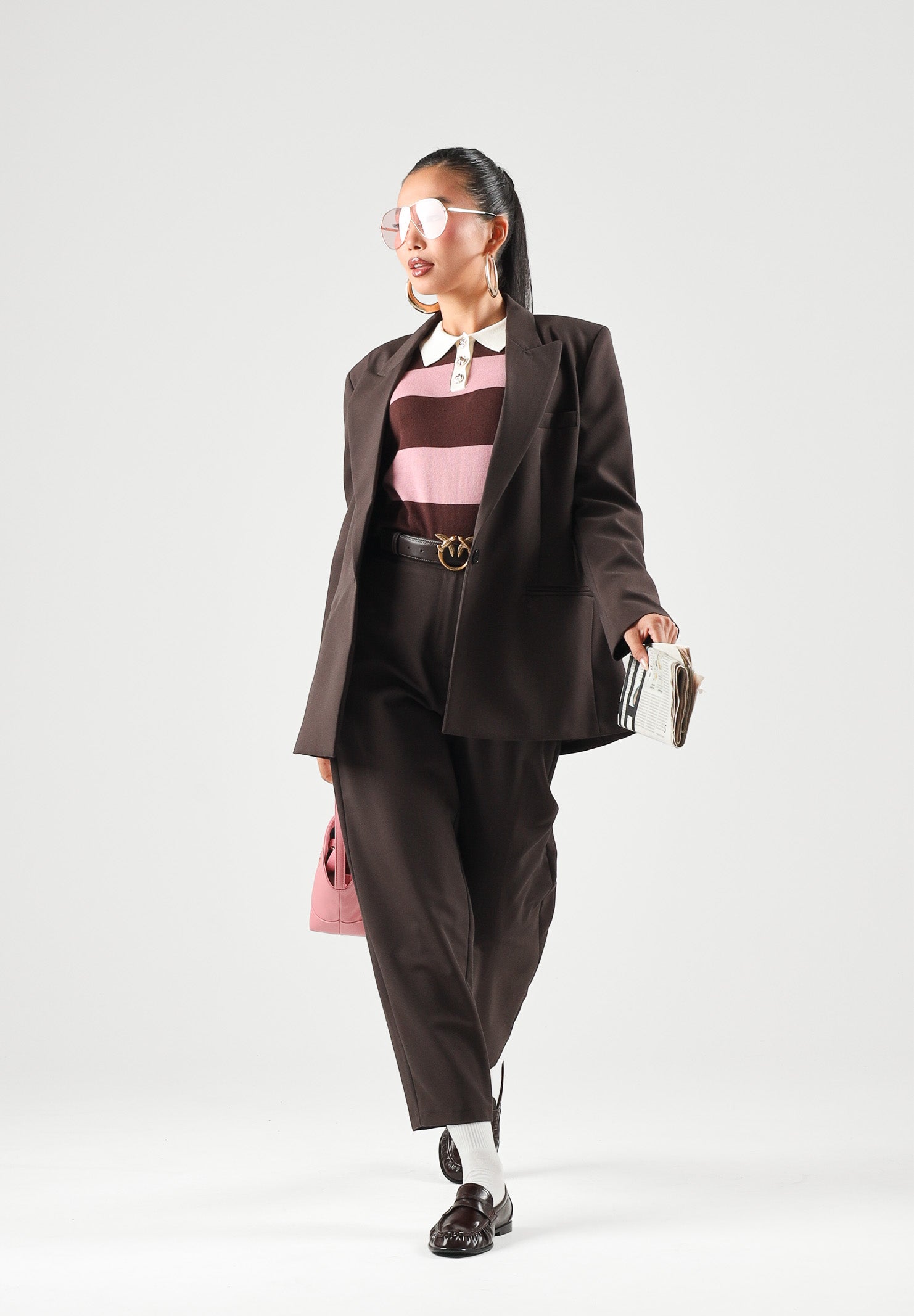 VICOLO Giacca sfiancata con revers a lancia marrone per donna con chiusura monopetto TAC0419 ACU69 VICOLO 
