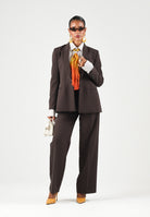 VICOLO Giacca sfiancata con revers a lancia marrone per donna con chiusura monopetto TAC0419 ACU69 VICOLO 