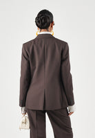VICOLO Giacca sfiancata con revers a lancia marrone per donna con chiusura monopetto TAC0419 ACU69 VICOLO 